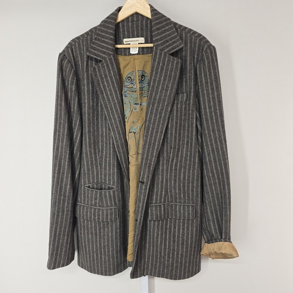 Paper Denim‎ Cloth Size 3 Blazer Jacket Herringbone Stripe Wool Blend